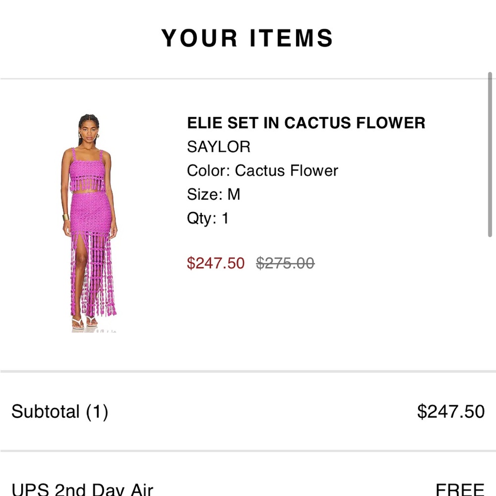 Saylor Two piece Purple Elie set